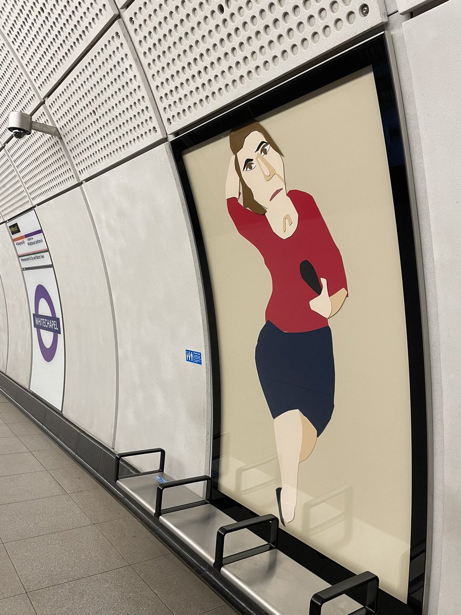 Maybe I'm transferring, but one of the  artworks at Whitechapel Elizabeth line station appears to be a stressed reporter trying to find someone to do a vox pop