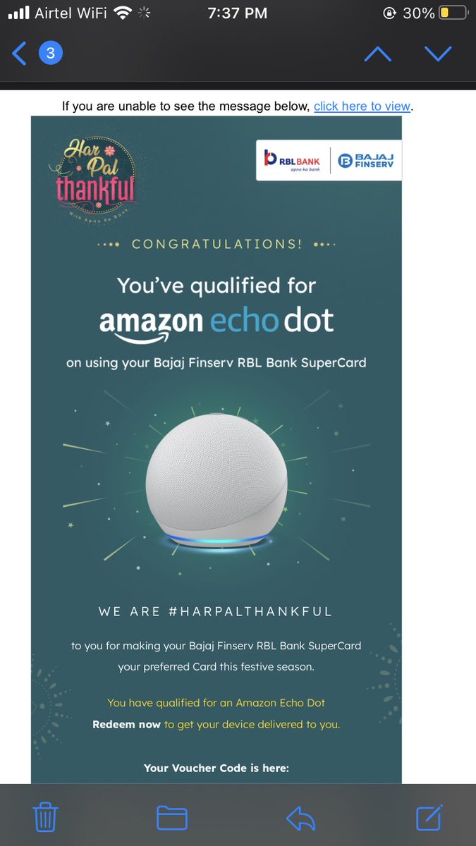 Karthikeya_007's tweet image. #HarPalThankful thank you @rblbank for #amazonechodot 4th gen . I hope you will surprise us with more rewards in coming years..