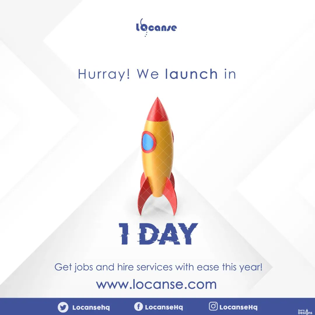 LocanseHQ's tweet photo. Locanse launches tomorrow! Good news to service providers and service consumers alike, experience ease while hiring or getting jobs. 
The Launch Challenge also ends tomorrow and our winners will be announced, stay tuned. https://t.co/huWaBqhkph