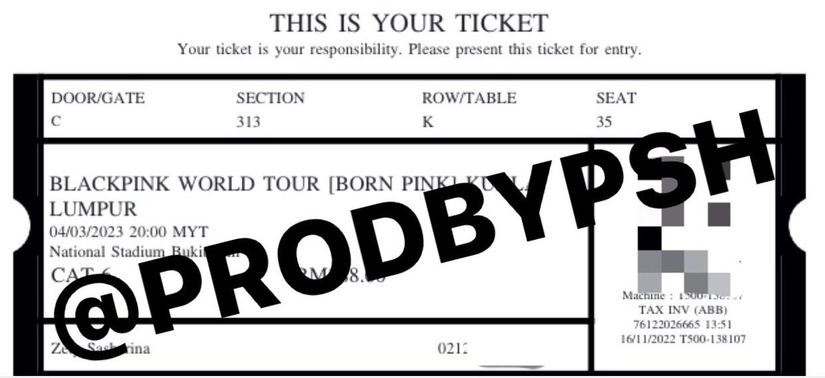 prodbypsh's tweet photo. Hi BLINK! I am helping my friend to sell #BORNPINKinKL concert ticket

PRICE: RM406 include tax, but nak letgo RM400 
RTS: Have plans to do on that day
Detail: Cat 6, Section 313 
Row: K  
Seat: 35

Pls help me rt🙏🏼 @pasarBLACKPINK #pasarblackpink 

Only for serious buyer‼️ https://t.co/gYzSlS1ziX