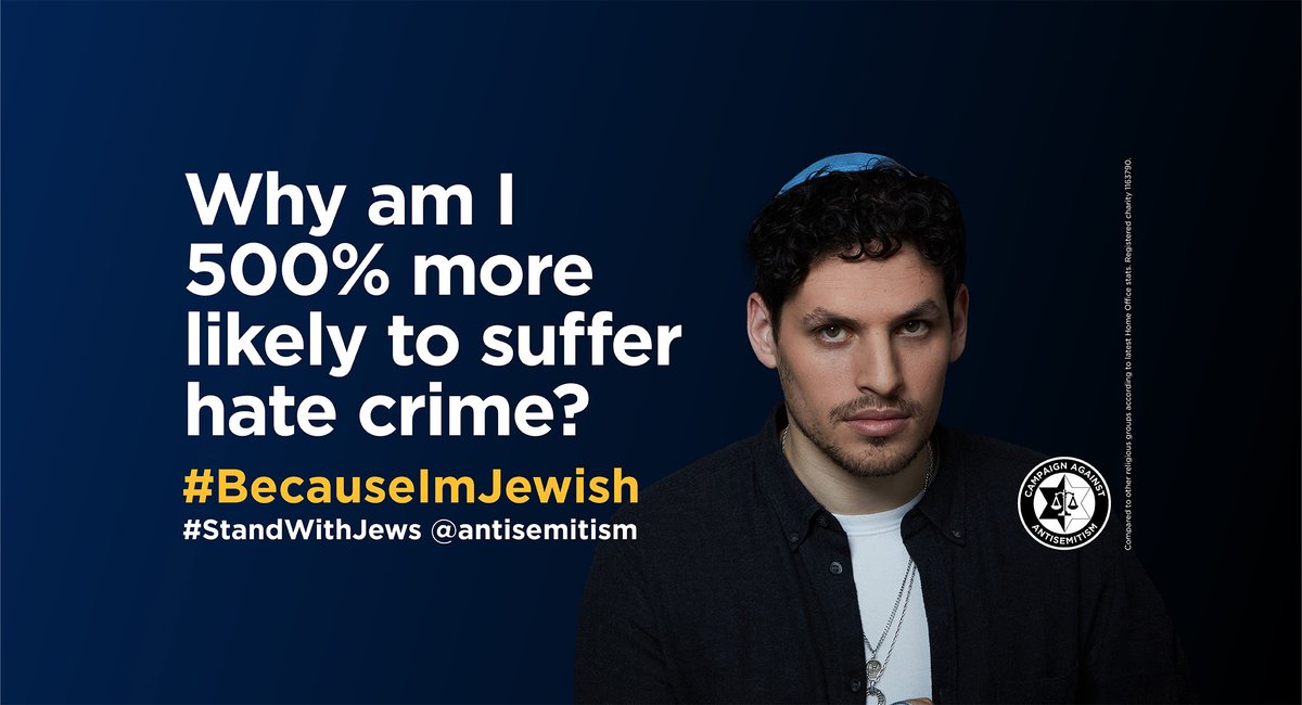 ZvikaKlein's tweet image. קמפיין חוצות הושק היום (ג') בבריטניה, ומציגים נתונים על כך שליהודים סבירות של 500% יותר משאר אזרחי הממלכה, להיפגע מפשעי שנאה.

שלטי החוצות קוראים לבריטים לתמוך בקהילה היהודית באמצעות ההאשטאג #StandWithJews ברשתות החברתיות.
jpost.com/diaspora/artic…