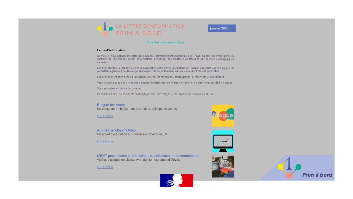 Edu_Num's tweet photo. 📌 Lu sur la page @Eduscol_prim.
Parution de la lettre #Primàbord de janvier sur les Environnements Numériques de Travail #ENT
✅ Témoignages
✅ Documents de référence
✅ Usages pédagogiques en classe, de la PS au CM2
https://t.co/diVgYweIom https://t.co/rRvOmAncEe