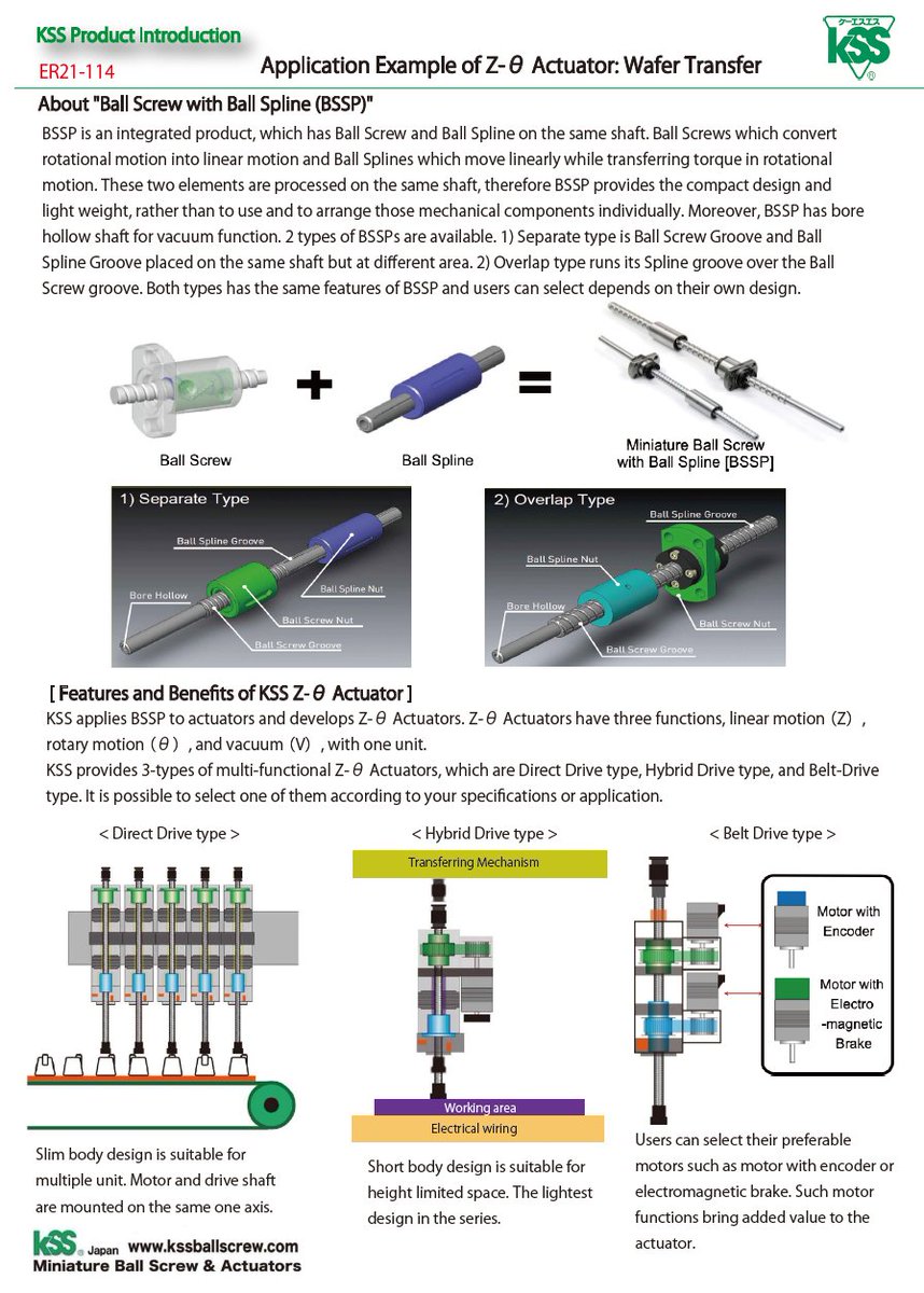 ksscoltd_japan's tweet photo. Application Example of Z-θ Actuator: Wafer Transfer
#KSS #BallScrew #BallSpline #BSSP #ZΘ
#ApplicationExample https://t.co/2cLM5DjKXv