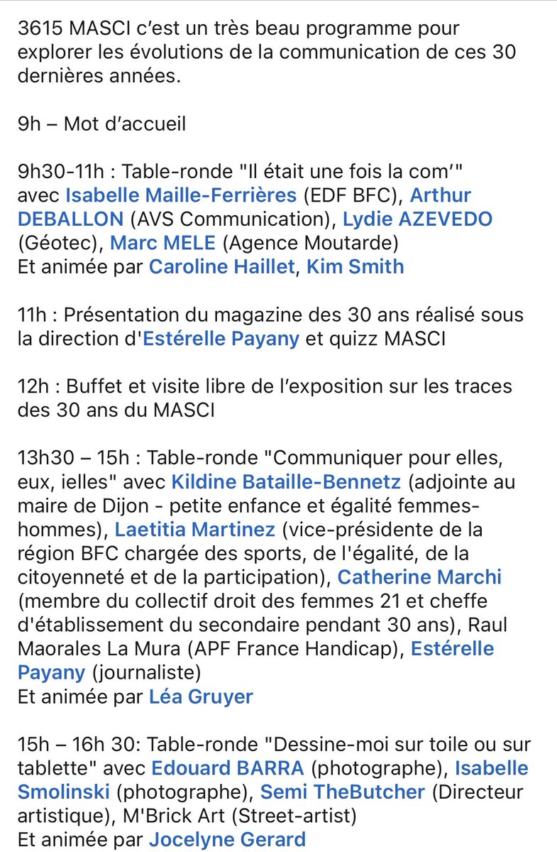 🎂 Dans 15 jours on fête les 30 ans du @MasterMASCI avec notamment @esterabadau @CaroHaillet @KildineB @Laeti_M82 @esterelle @EDF_BFC @GruyerLea @AgenceMoutarde @apfhandicap et tant d’autres !

RDV le 31/01 @MSHDijon @univbourgogne 🥳

Pour s’inscrire : urlz.fr/k8Vg