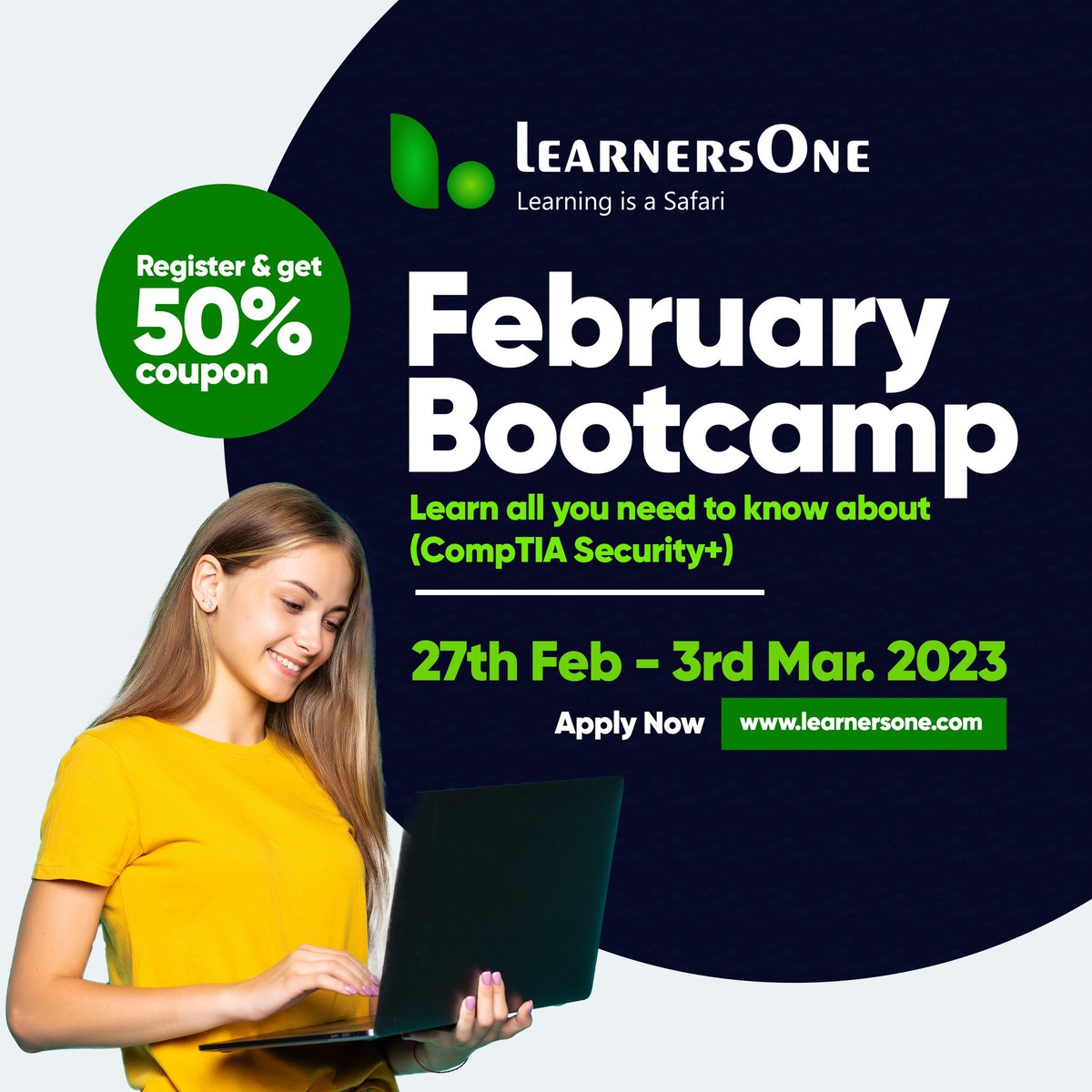 Learners_One's tweet photo. Learn all you need to know on CompTIA Security+ this season
Bootcamp happening on
27th February - 3rd March,2023
Click on the link below
And register to get a 50% coupon
⬇️⬇️⬇️
https://t.co/GtnlQgUIEn
#learnersone
#learningisasafari
#CompTIA
#CompTIASecurity + https://t.co/6FHniIcloE