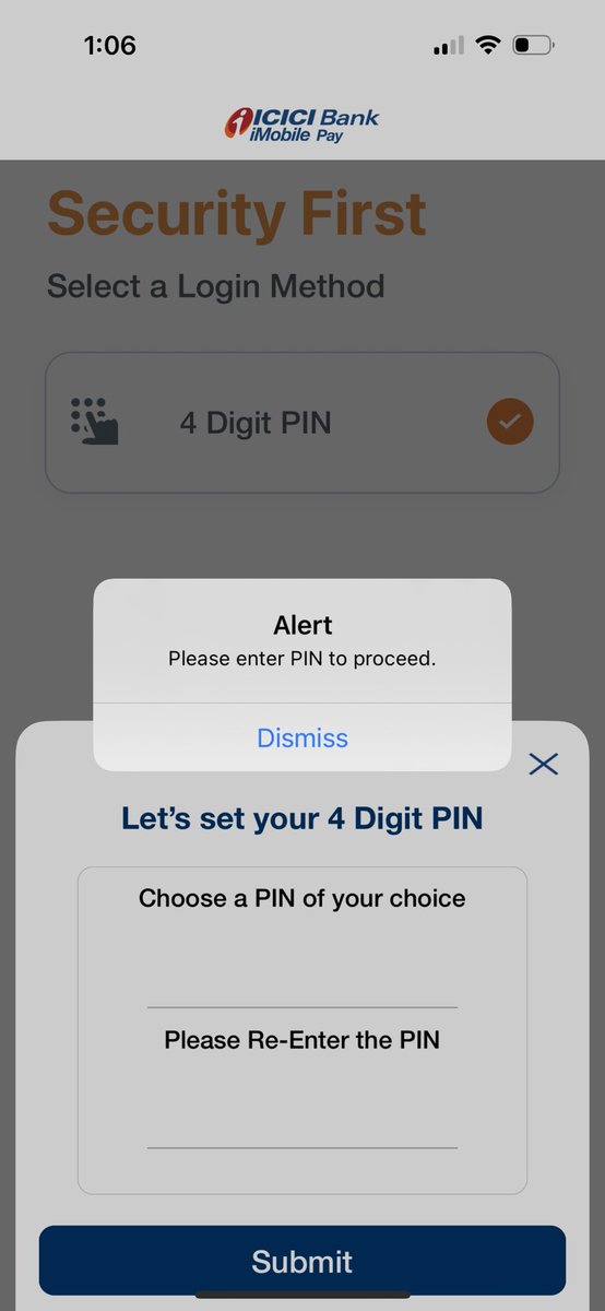 JayadevSFDC's tweet photo. @ICICIBank_Care I’m not able to login to ICICI iMobile iOS app. It is asking to enter PIN even though I’ve already entered https://t.co/vjMtSqJl7K