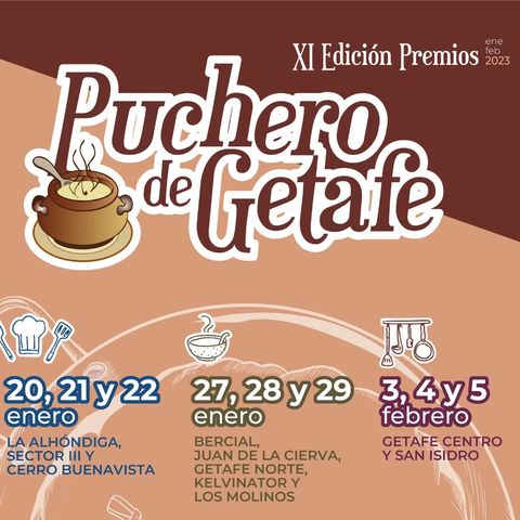 ACOEG #GETAFE ¿A la qué hace frío? Nosotros te ayudamos a combatirlo con un buen Puchero🥘 
👆Mira las fechas👆