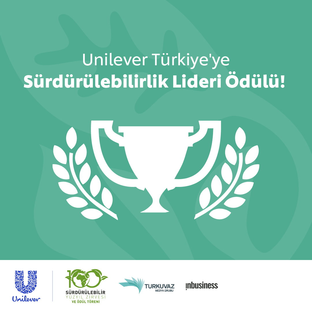 Unilever Türkiye olarak Turkuvaz Medya ve Inbusiness Dergisi tarafından, Çevre Şehircilik ve İklim Değişikliği Bakanlığı’nın desteğiyle düzenlenen Sürdürülebilir Yüzyıl Zirvesi'nde 'Sürdürülebilirliğin Öncüleri Ödülü”ne layık görülmenin büyük mutluluğunu ve gururunu yaşıyoruz.