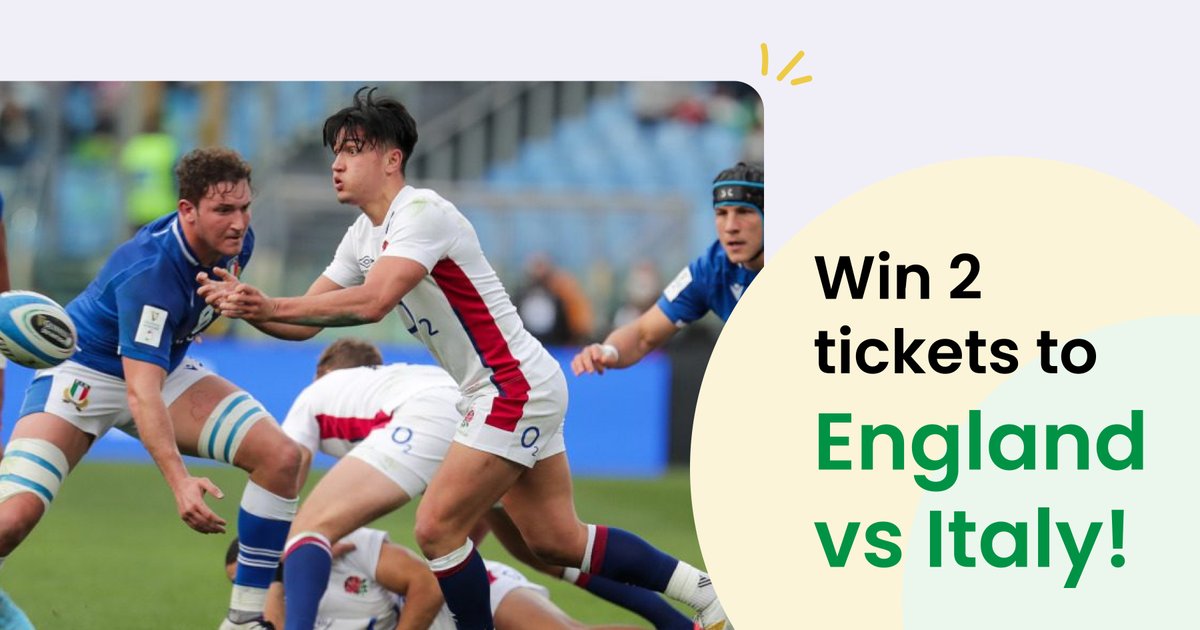 WIN tickets: England Vs Italy at @Twickenhamstad on Sunday, 12th February 🤩 To enter, give us a follow and retweet this tweet 🤝 Reply with 🏴󠁧󠁢󠁥󠁮󠁧󠁿 or 🇮🇹 below for who you think is going to win 👀 Good luck 🤞 #competition #sixnations #twickenhamstadium