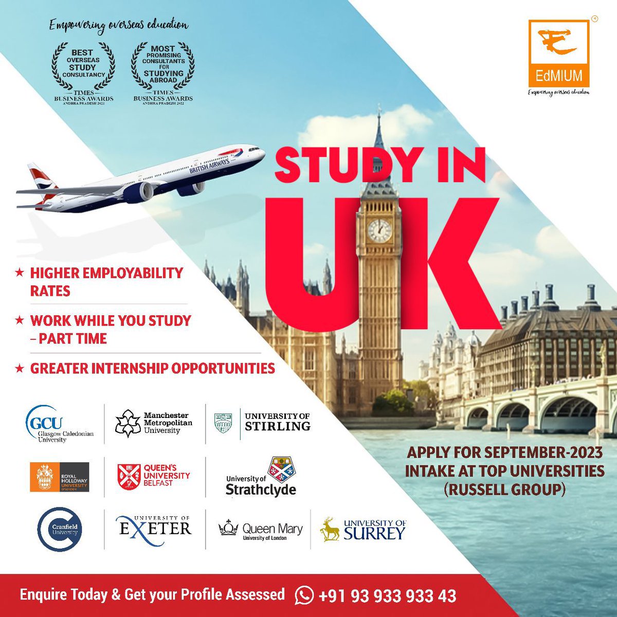 edmium's tweet photo. Get into your dream UK University! Apply for the upcoming September 2023 Intake at Top Universities (Russell Group)
Enroll for a free consultation today with our Experts &amp; Counselors and secure your admission!
*Higher Employability Rates.
*Work While You Study- Part Time. https://t.co/vGk98alkf7
