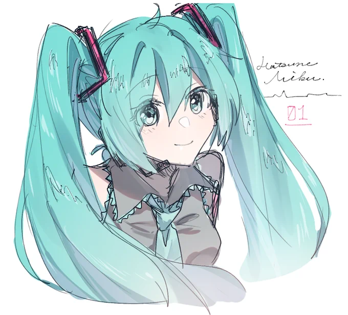 新しいペンの試し描きにミクちゃんらくがき 
