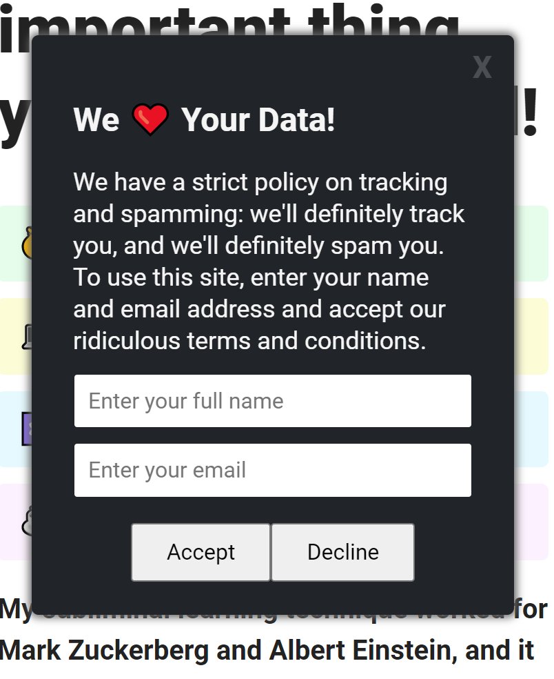 Today I completed a Cookie consent application built using Javascript. 

Thanks to <a href="/scrimba/">Scrimba</a> and <a href="/Tpchant/">Tom Chant</a>  
#100DaysofCode 
Link: josh-cookieconsent.netlify.app
GitHub: github.com/joshuamakula/C…