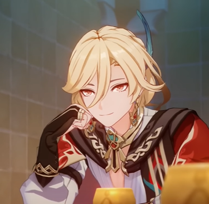 ishynkai's tweet photo. kaveh's "stronger than you?" to cyno with that smug little smirk just screams proud husband #haikaveh https://t.co/e4gCxKV7ia