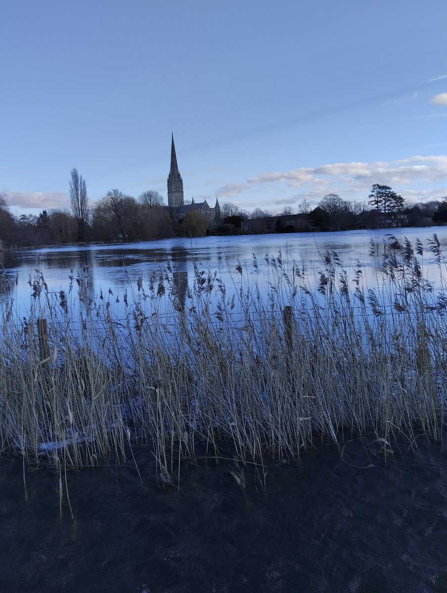 Beautiful flooding view of Salisbury cathedral