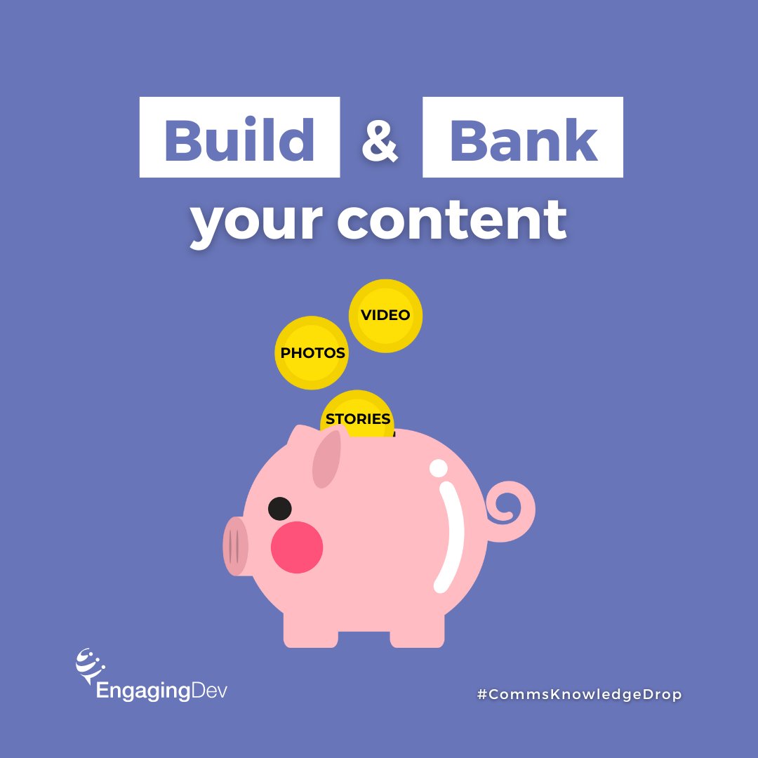 EngagingDev's tweet image. Kicking off our new series #CommsKnowledgeDrop with our first tip ➡️ build &amp;amp; bank your content

Always search for an opportunity to build your content (photos, videos, stories) then, once captured, ensure you have a place to save it for a ‘rainy content day’.

#EngagingDev