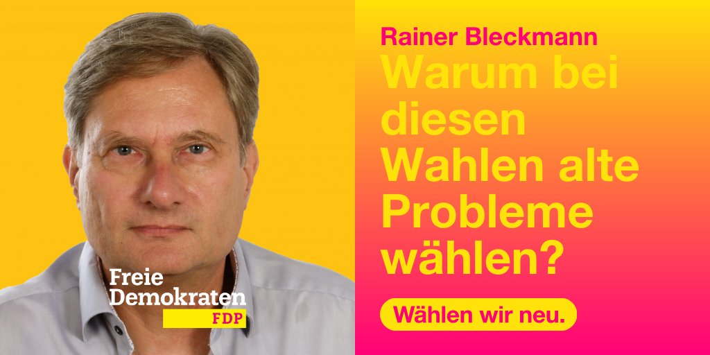 BleckmannRainer's tweet photo. Warum bei diesen Wahlen alte Probleme wählen?
#wählenwirneu #berlin #FDPTS https://t.co/MrErSWRFjd