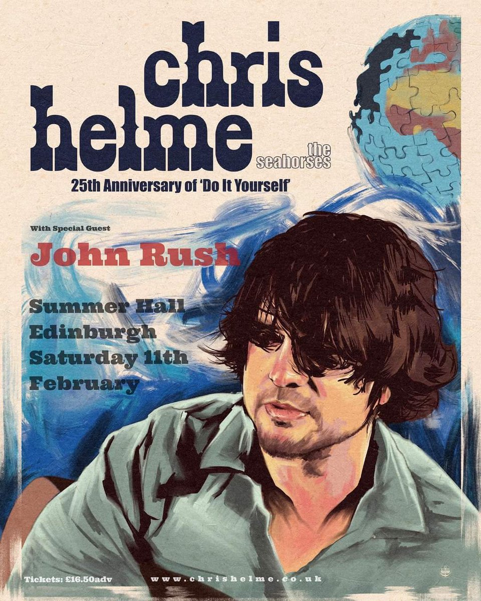 Buzzin to be playin alongside the legend that is @ChrisHelme on the 11th of Feb at @Summerhallery tix available stil for this very special 25th anniversary show Artwork by @theseasicksailor #independentvenueweek #live #britpop #acoustic #singwriter #music