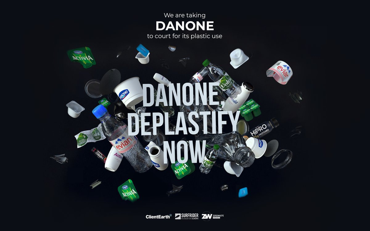 Legal proceedings have been launched by environmental NGOs against Danone ⚖ 
@ClientEarth, @surfridereurope & @ZeroWasteFR are taking Danone to court over its #plastic use 
👉 bit.ly/3Cp02KX  
#DeplastifyNow