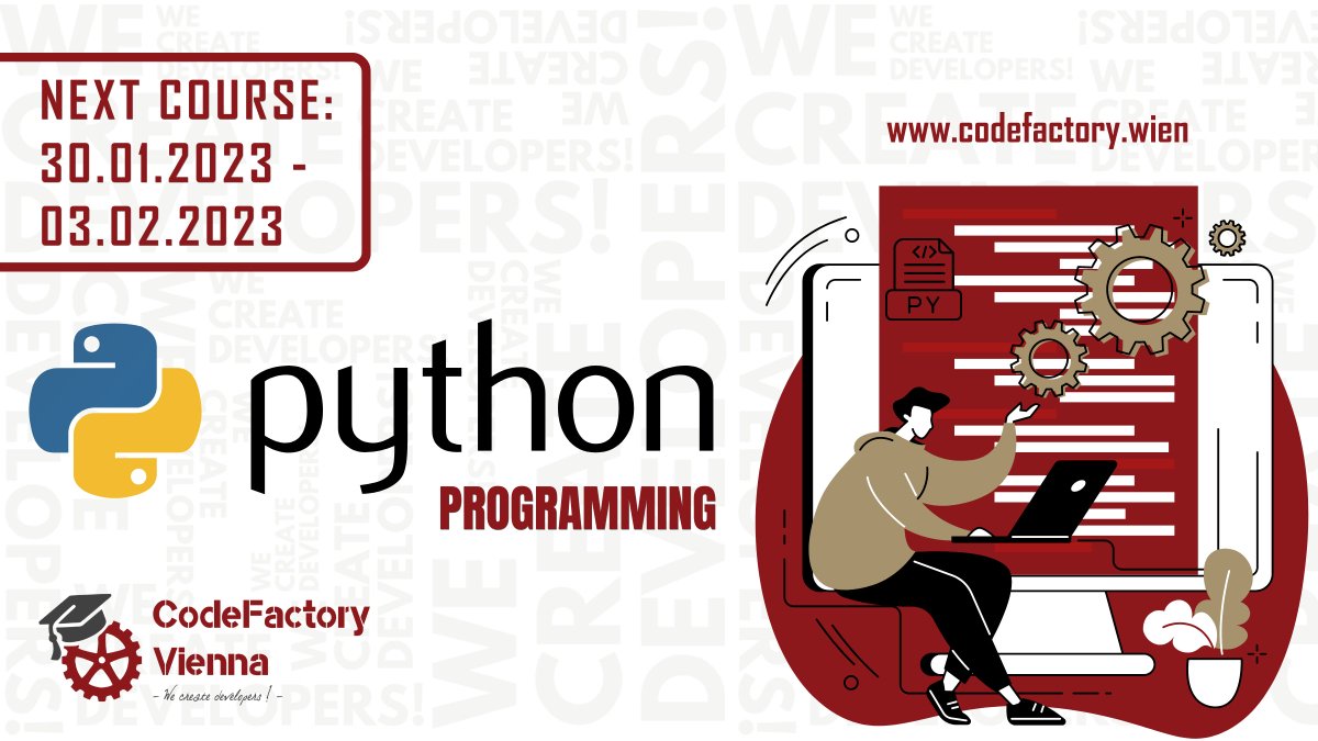 CodeFactoryVIE's tweet photo. Interested in learning what can be done with data science? Sign up now for our course on Python Programming to learn more.ππ©βπ»π§βπ»
β‘οΈRegister here:
π https://t.co/3whnRgwHyZ π
Dates: 30th Jan - 3rd Feb 2023 βΌ
#wecreatedeveloper #python #pythonprogramming #datascientist https://t.co/TzeNolVBk0