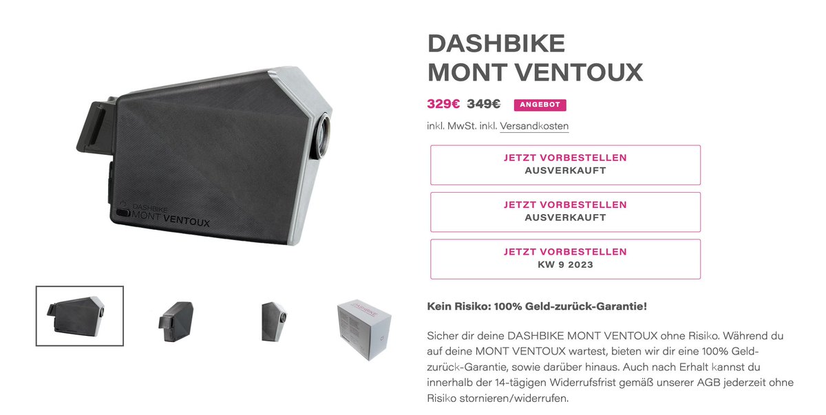 Dank der neuen Komponenten und Leistungen der Dashbike Freuen wir uns, das nächste Update an euch weiterzuleiten. Der Preis wird um ca. 50% angehoben.