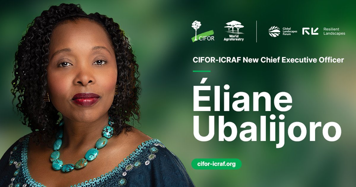 #FORETS: le CIFOR- @ICRAF à une nouvelle DG @elianeubalijoro 

Elle est la première femme africaine DG d'un centre @CGIAR. #ForestsMatter