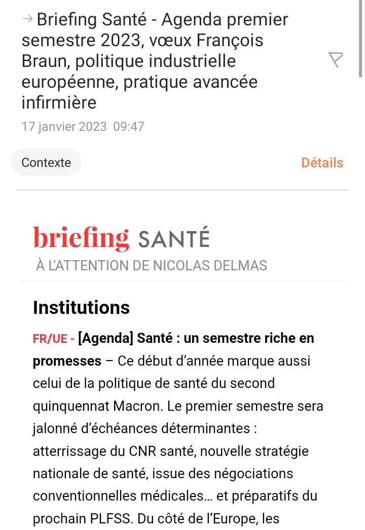 Très heureux de retrouver enfin chez <a href="/Contexte/">Contexte</a> une rubrique dédiée à @ContexteSant 👩‍⚕️🏥🚑👨‍⚕️