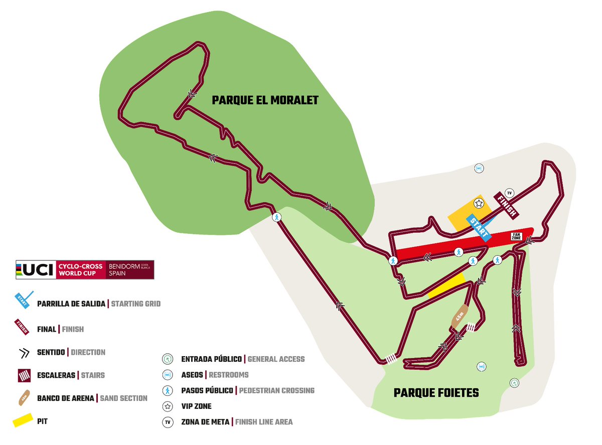 🏁 Start lists UCI World Cup 🇪🇸 Benidorm:

46 Men Junior
29 Women Junior
43 Men U23
58 Women Elite
51 Men Elite (with WVA, MVDP, Pidcock)

#CXWorldCup

Start lists in PDF: ➡️ ucicyclocrossworldcup.com/storage/progra…