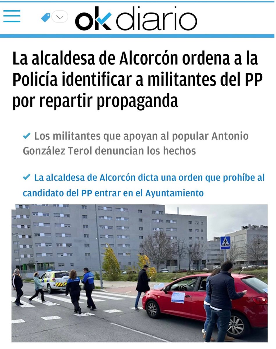 🚨#Alcorcón tiene grandes problemas de seguridad.

El equipo de <a href="/Aglezterol/">Antonio González Terol</a> debería ser el último objetivo del🔴gobierno municipal🟣, que debe tener como prioridad a los okupas, los camellos, las bandas, los ladrones…

🔵No van a parar el cambio 🔵

🗞️bit.ly/3GKF3Dx