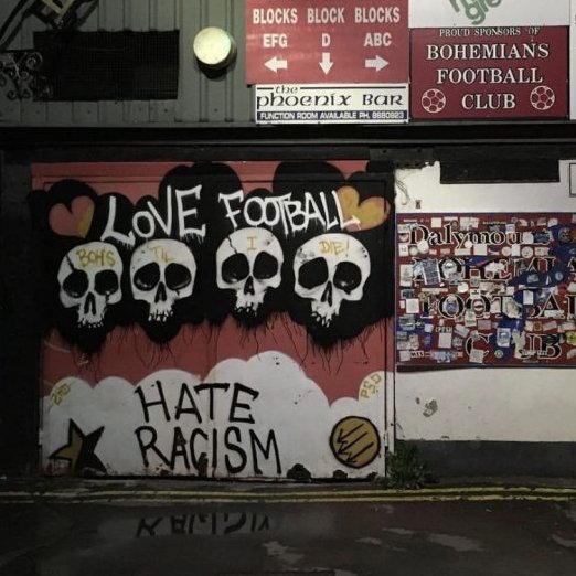 bfcdublin's tweet photo. The message is clear from Dalymount Park 🔴⚫️
#LoveFootballHateRacism https://t.co/iRWQatU7nQ