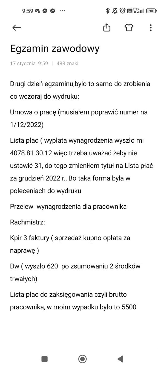 karasmistrz's tweet photo. Pozdro nie chce mi się dzielić na kilku tweetów, chłodna głowa i każdy da radę, serio nie są to trudne rzeczy, napisałem mniej więcej to na co trzeba zwrócić uwagę NA DOLE UCIĘTE : LISTA PLAC DO ZAKSIĘGOWANIA KWOTRA BRUTTO 5500 W MO PRZYPADKU #egzaminzawodowy #eka05 https://t.co/GAjAbxLr0r