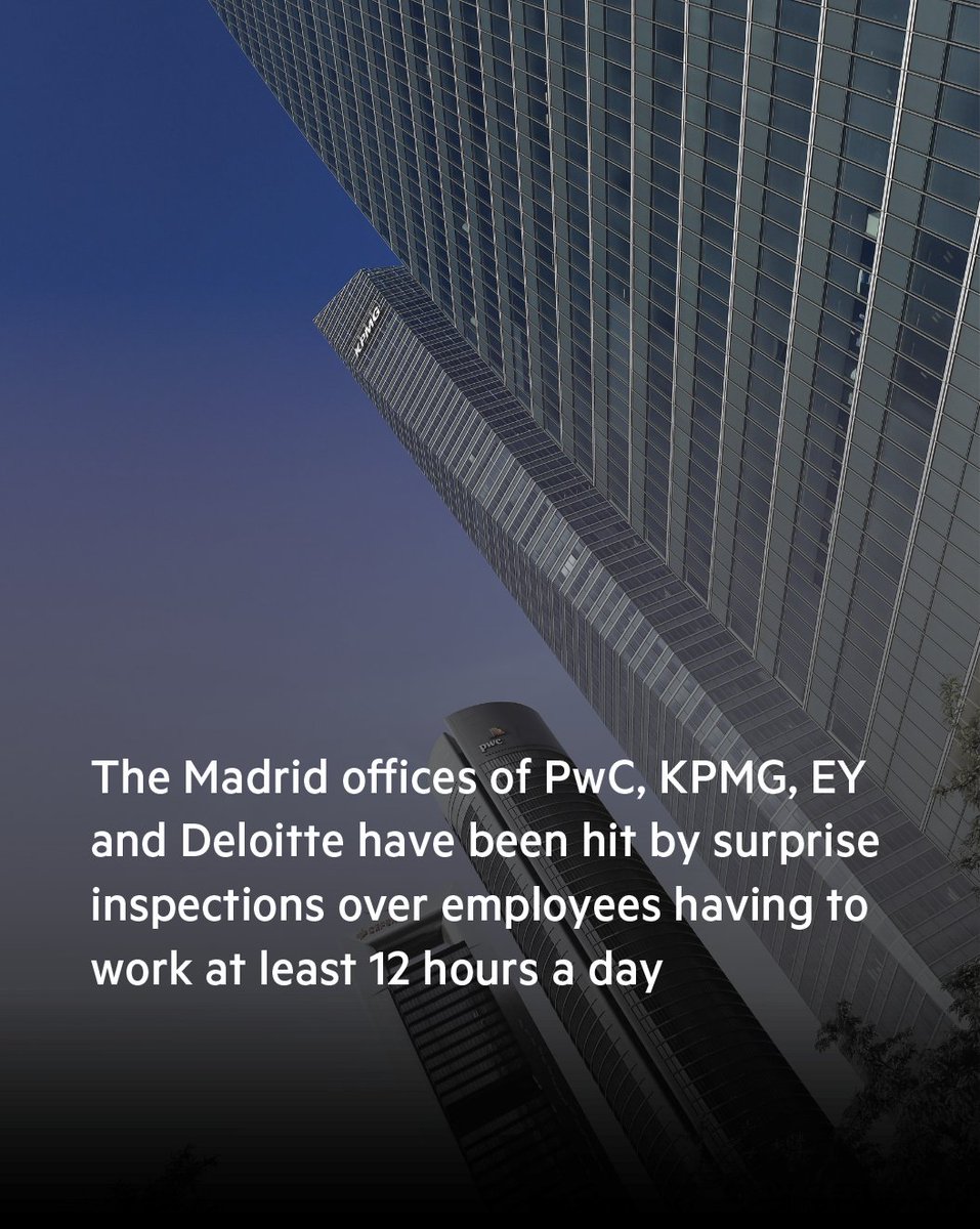 FinancialTimes's tweet image. At EY’s Barcelona office in 2021 a group of junior auditors complained to bosses in an email that they were having to work an 'unsustainable' 84 hours a week. 

Read more here: on.ft.com/3WilUyK