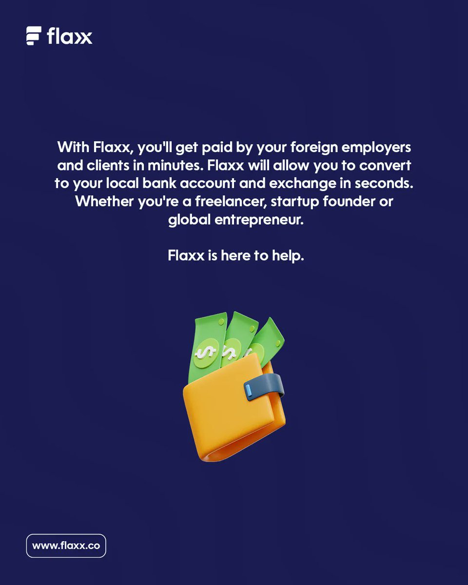 flaxxfinance's tweet photo. The Solution is Here! With Flaxx you'll get paid by your foreign employers and clients in minutes. #GetPaidWithFlaxx #useflaxx #finance #payment #freelancer #remote #internationalpayments https://t.co/VWk5JFR7wo