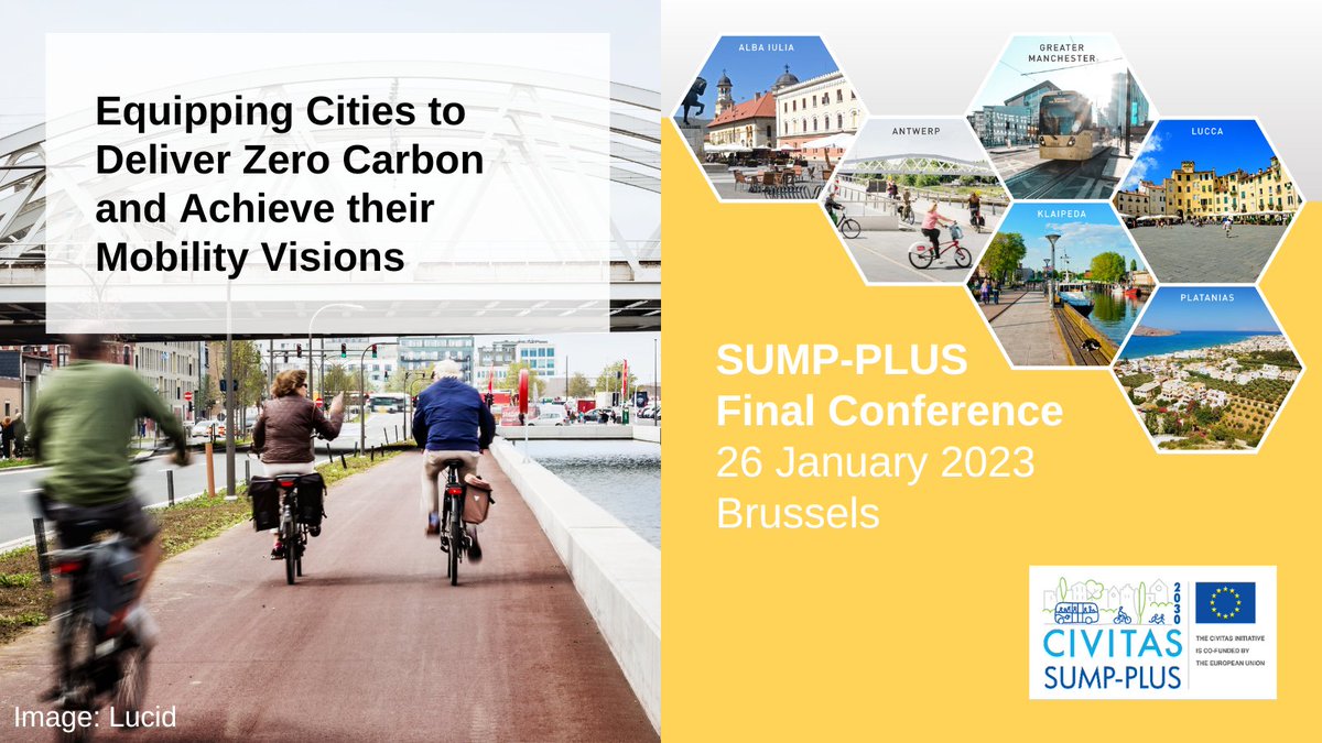 🚲Interested in the results of the SUMP-PLUS project and learning how cities can reach #zerocarbon #mobility? 
📅Join us for our final conference on 26 January in Brussels (or online): sump-plus.eu/events?c=searc…
🏃‍♀️Don't wait around - registrations close on 19 January!!