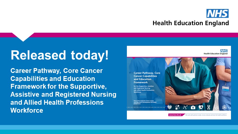 Released today! Our new Career Pathway, Core Cancer Capabilities and Education Framework for the Supportive, Assistive and Registered Nursing and Allied Health Professions Workforce. Find out more and download from our website now: orlo.uk/LQE38