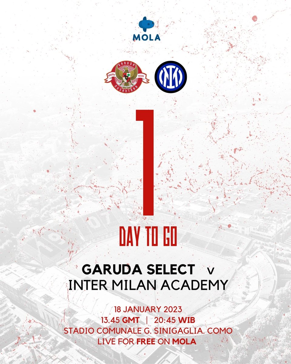 Garuda_Select's tweet image. 🇬🇧 1 day to go! 
⁠
🇮🇩 1 hari lagi! 
⁠
Garuda Select Vs Inter Milan Academy⁠
⁠
18.1.23 - 13:45 GMT / 20:45 WIB⁠
⁠
Watch Live for Free on Mola

#GarudaSelect #InterMilan #Mola