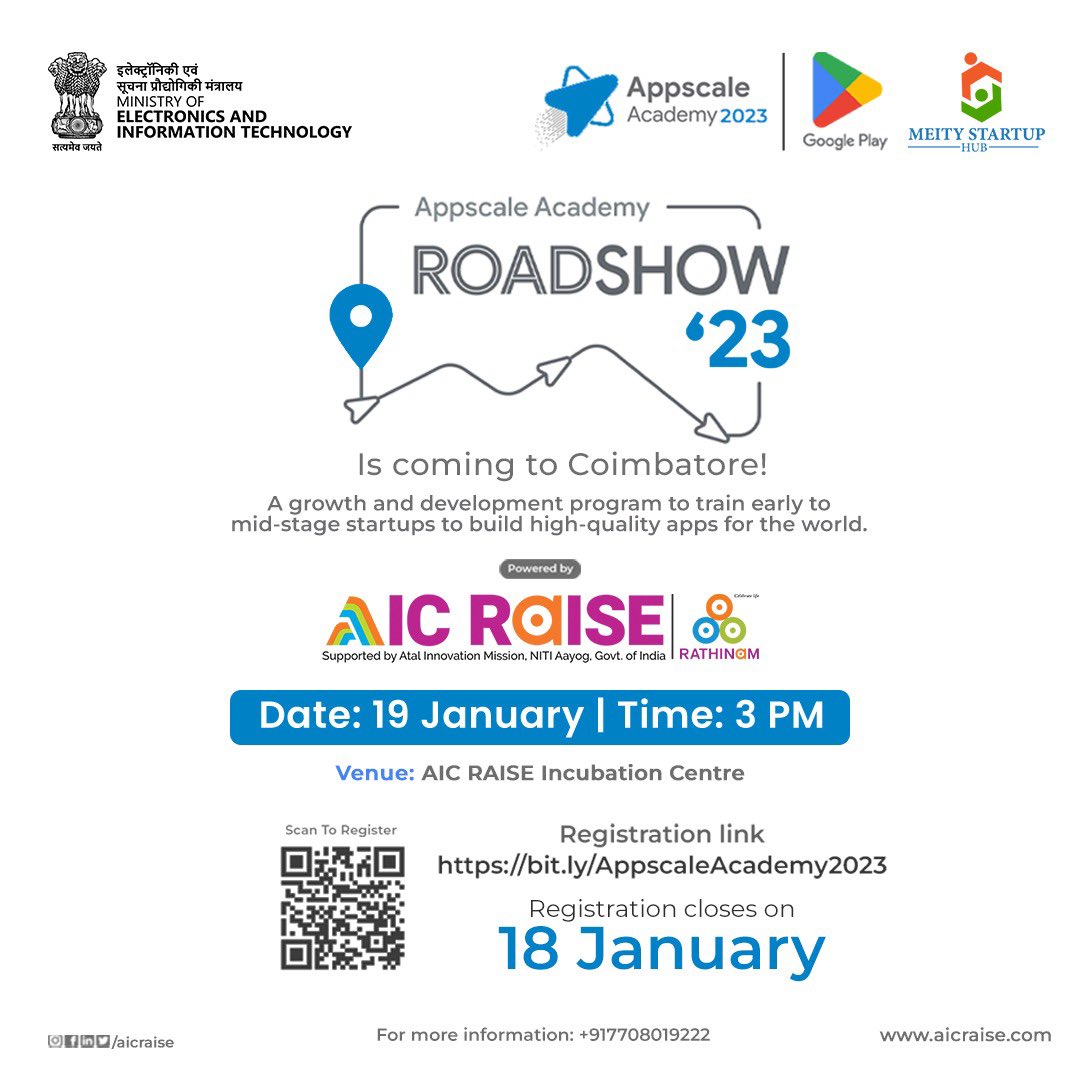 Appscale Academy 2023| Roadshows Join us for this learning and networking session to build a deeper understanding of the Google Appscale program and seek guidance directly from the experts. Register at : bit.ly/AppscaleAcadem… Date: 19.01.23 | 3pm #PowerYourGrowthStory