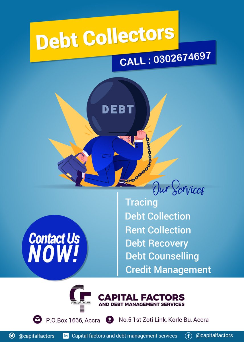 capitalfactors's tweet photo. Our Services
Call us on 0577669030 / 0577669039 / 0302674697
#debtcounseling #debtfreeliving #services https://t.co/bCAH0W2HI8