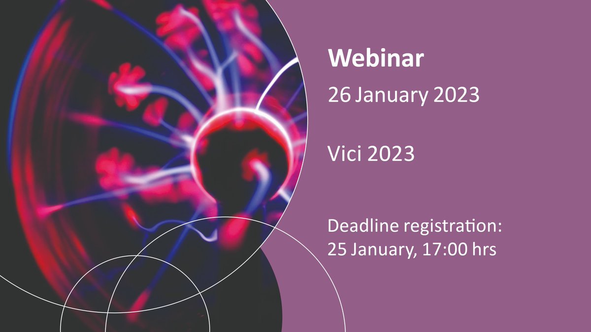 NWO Funding (@nwofunding) on Twitter photo The new Vici call will open for applications in mid-January. A webinar will take place on 26 January 2023 from 10:00-12:00 in which changes by NWO will be explained. Don't miss this opportunity to ask questions. Registration is now open: nwo.nl/en/meetings/we… The new Vici call will open for applications in mid-January. A webinar will take place on 26 January 2023 from 10:00-12:00 in which changes by NWO will be explained. Don't miss this opportunity to ask questions. Registration is now open: nwo.nl/en/meetings/we…