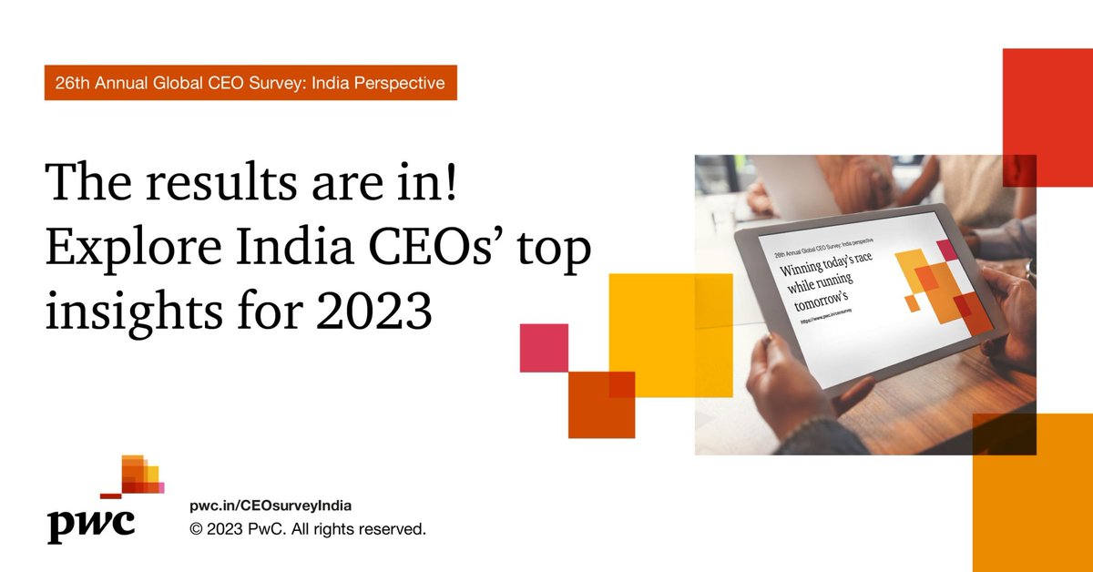t_sdatta's tweet photo. The India edition of 26th Annual Global #CEOSurvey yields powerful insights into today’s mission-critical leadership challenges and the strategic, organisational and personal responses required to meet them. Explore now: https://t.co/qP8Lo0X99L https://t.co/8PZ4KLyS6l