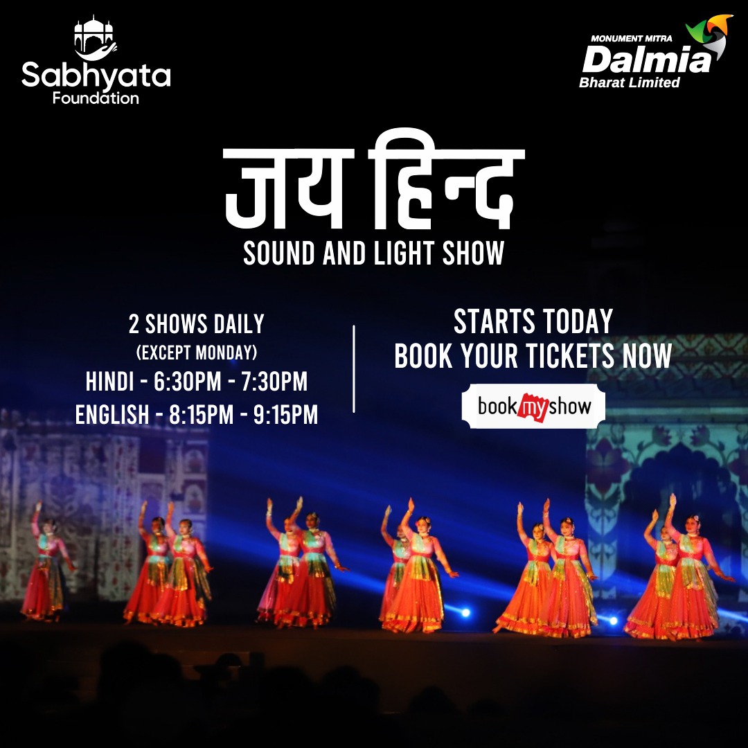 Redfortindia_'s tweet photo. Jai Hind - The much awaited sound and light extravaganza starts today. Limited seats only.
Book your tickets now - https://t.co/oi0KRaLcy2
@DalmiaBharat @MyDalmiaCement
@Dalmia_DBF @HippoStores
#RedFort #RedFortIndia #JaiHindAtRedFort #SoundAndLightShow #Delhi #Travel https://t.co/e0Uk8MNbbw