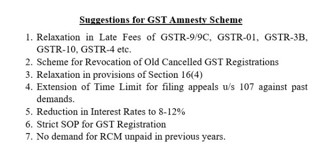 Amnesty scheme GST required in coming union budget23
<a href="/cbic_india/">CBIC</a> 
<a href="/Infosys_GSTN/">GST Tech</a> 
<a href="/FinMinIndia/">Ministry of Finance</a> 
<a href="/nsitharamanoffc/">Nirmala Sitharaman Office</a> 
<a href="/mppchaudhary/">Pankaj Chaudhary</a> 
<a href="/CNBC_Awaaz/">CNBC-AWAAZ</a> 
<a href="/LokSabhaSectt/">LOK SABHA</a> 
<a href="/Rajyasabhasectt/">Rajya Sabha Secretariat</a> 
<a href="/ABPNews/">ABP News</a> 
<a href="/zeerajasthan_/">ZEE Rajasthan</a> 
<a href="/SudarshanNewsTV/">Sudarshan News</a> 
<a href="/the_hindu/">The Hindu</a> 
<a href="/himachalkesari/">Punjab Kesari-Himachal</a> 
<a href="/rpbreakingnews/">Rajasthan Patrika</a> 
<a href="/DainikBhaskar/">Dainik Bhaskar</a>