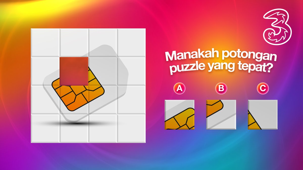 3CareIndonesia's tweet photo. ‼️#3viaTime Masih ada lho gaes‼️
Ayo dapatkan hadiah 2 Juta Rupiah gaes🎁🎁🎁

Coba tebak, gambar mana yg cocok buat melengkapi puzzle ini ? 

Caranya:
1. Wajib Follow @3CareIndonesia
2. RT &amp; Like postingan
3. Komen sebanyak"nya 

#3CareSelaluAda
#3CareForYou  #3CareIndonesia https://t.co/hd98XMN9OS