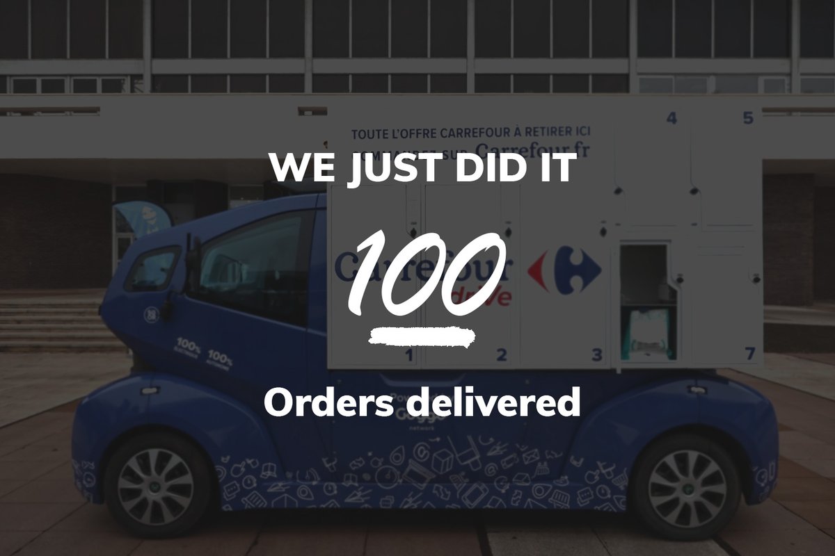 100th orders successfully delivered by our Autonomous Drive Mobile Service with Carrefour! 🚚 

What a flying start after only a few weeks! How long will we take to arrive to 1000 orders?

#AutonomousVehicles #AutonomousDeliveries