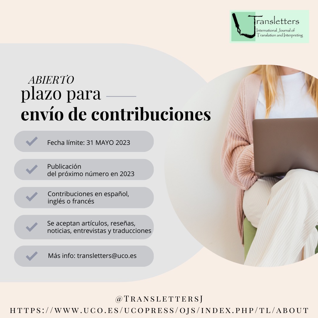 TranslettersJ's tweet photo. 📣 Abierto plazo para envío de contribuciones 📣 
Fecha límite: 31 de mayo
https://t.co/jQj68Wya9h https://t.co/8dUco8txqC