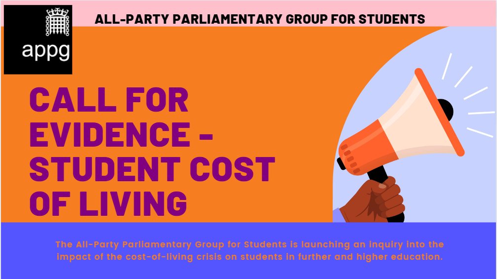 Paul Blomfield (@paulblomfield25) on Twitter photo 📢Call for evidence:
I am leading an inquiry into the impact of the cost-of-living crisis on university students with the <a href="/APPGStudents/">APPG for Students</a>.
We want to hear from students, SU’s and universities about their experiences and what should be done:
paulblomfield.co.uk/news/2023/01/1… 📢Call for evidence:
I am leading an inquiry into the impact of the cost-of-living crisis on university students with the <a href="/APPGStudents/">APPG for Students</a>.
We want to hear from students, SU’s and universities about their experiences and what should be done:
paulblomfield.co.uk/news/2023/01/1…