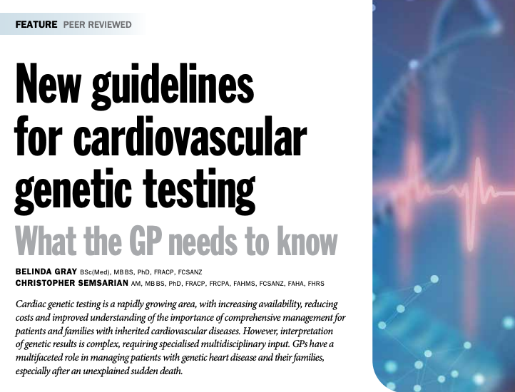 There has been considerable progress in understanding the genetic basis of inherited #CVD. Dr Gray and Prof Semsarian highlight key considerations from #cardiovascular #genetic testing guidelines. Read more: zcu.io/tg3P 

@bdebneygray 
 @CSHeartResearch