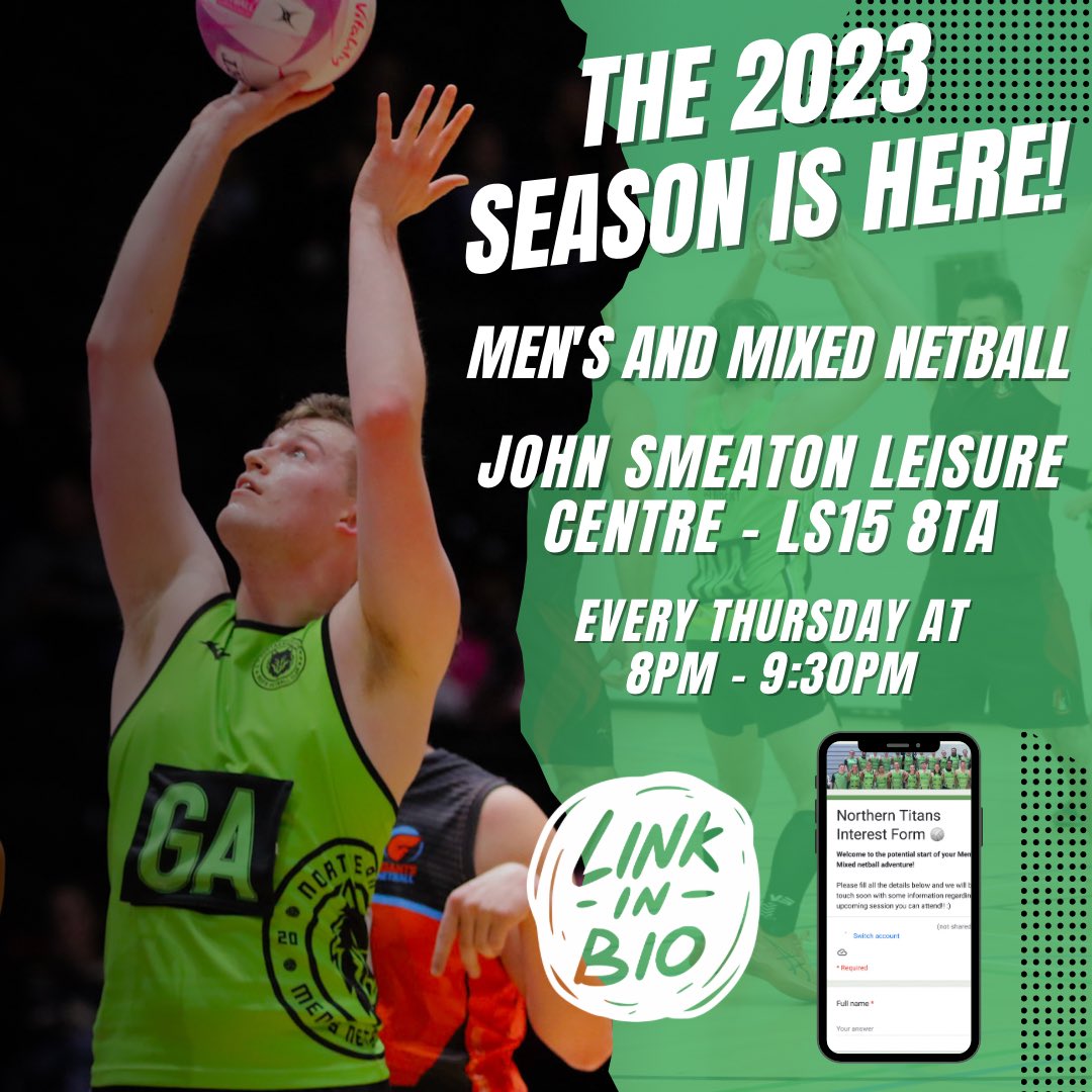 2023 IS HERE!

The best part is……. WE’RE RECRUITING! 🤩

Fancy getting on court with us in 2023, playing at one of the highest levels of netball in the country? 

Sign up using the link in our bio and come along: Every Thursday at John Smeaton Leisure Centre! 🏐