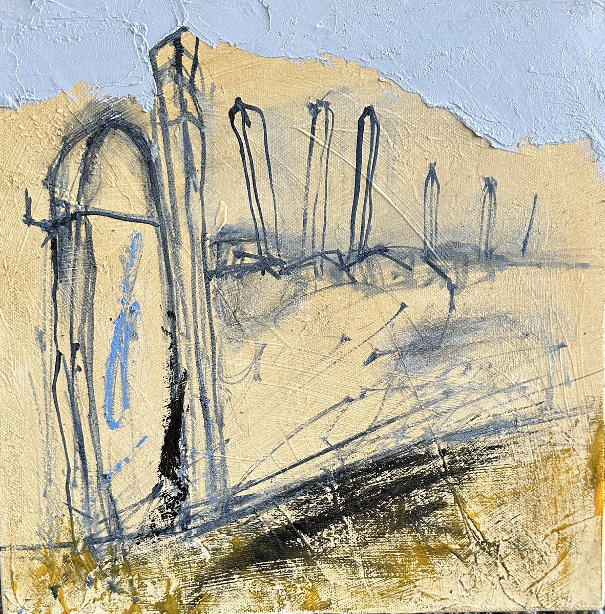 staithesartist's tweet image. #WIP #stages #gatepost #walls #Dales #Swaledale 12x12” #oils #pigmentsticks  #series #landscape