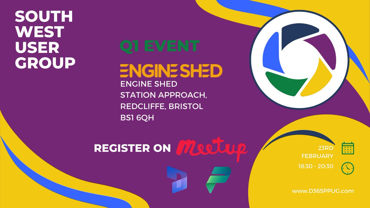 Welcome to 2023!!! Excited to announce our first event of the year back at the fabulous Engine Shed right next to Temple Meads station. 

Register here:
meetup.com/d365ppug/event…

@UK Dynamics 365 & Power Platform User Group

#dynamics365 #powerplatform #d365ug #d365ppug #msdyn365