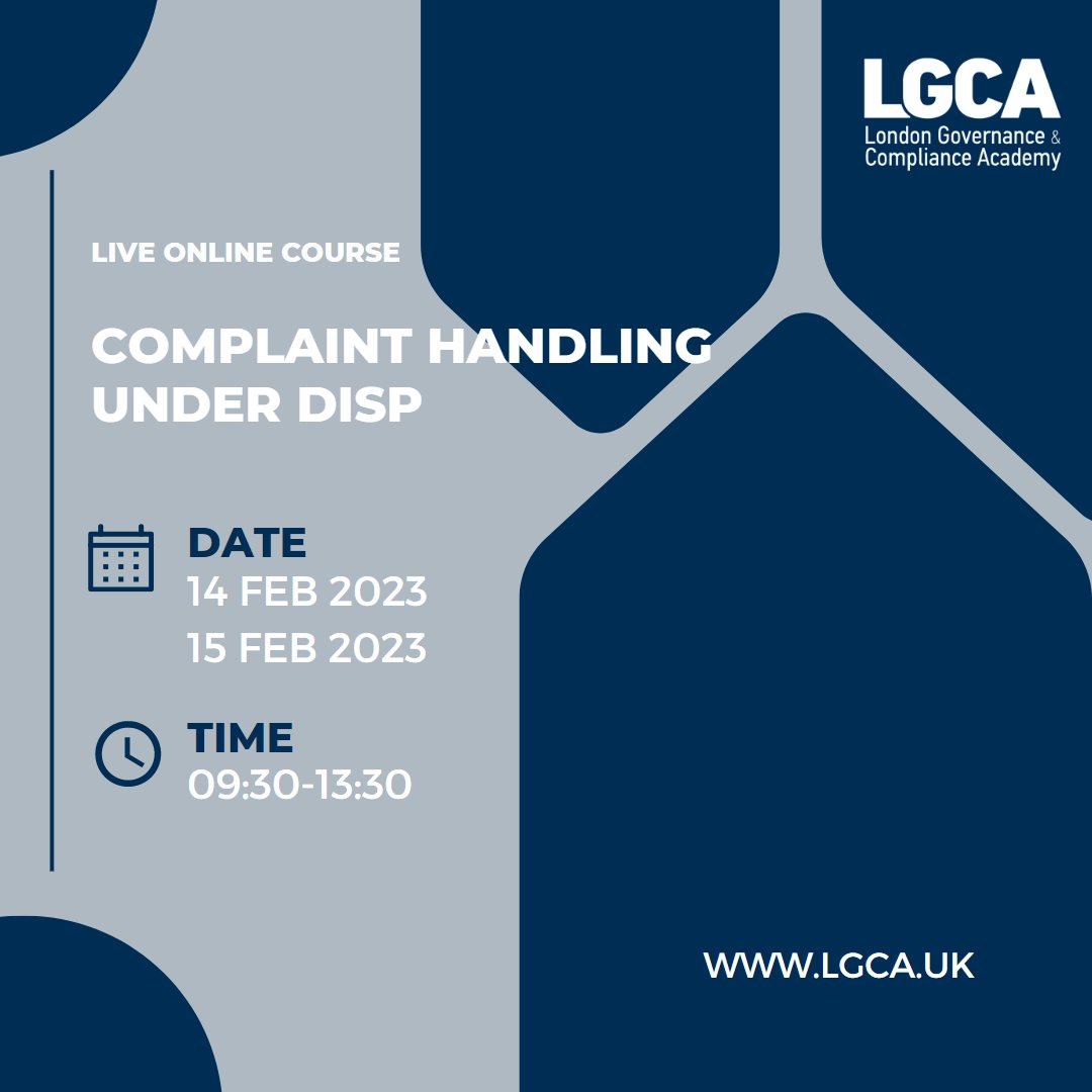 This course is about using the rulebook to produce better, more accurate and less intrusive complaint handling. Book Your Spot Here | bit.ly/3GQHc1W
#ComplaintHandling #DISP #FCA #Complaints #UK #EU #RegulatoryCompliance